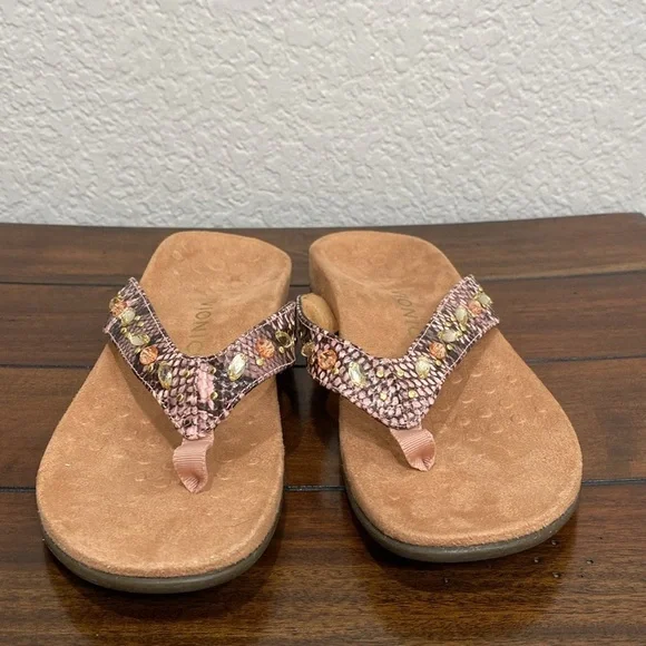 Vionic Lucia Snake Leather Jeweled Sandals Size 9 - Picture 3 of 8